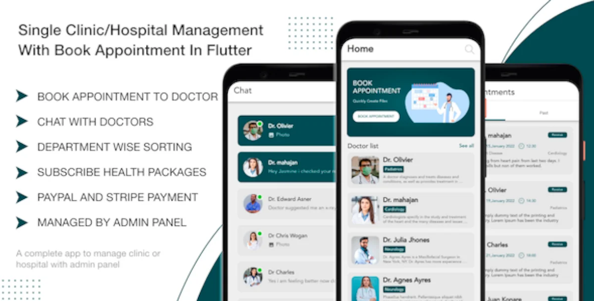 Single Clinic/Hospital Management With Book Appointment In Flutter