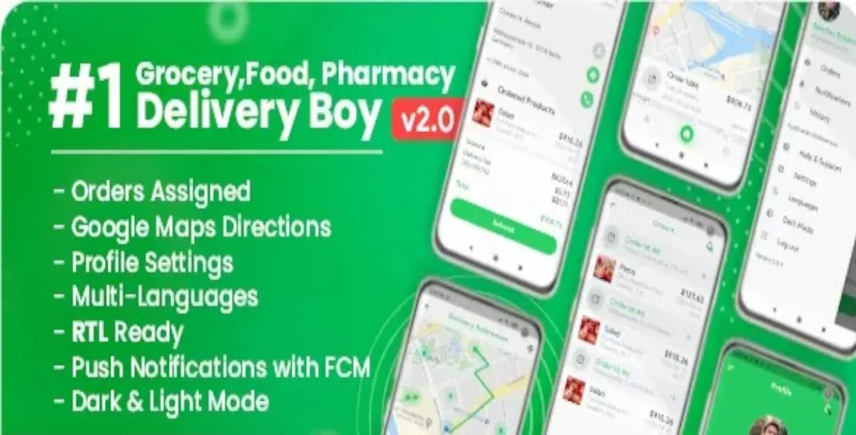 Delivery Boy for Groceries, Foods, Pharmacies, Stores Flutter App