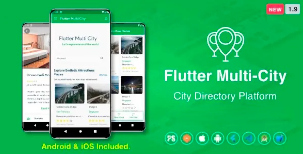 Flutter Multi City ( Directory, City Tour Guide, Business Directory, Travel Guide )