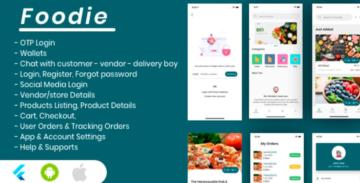 Foodie - Flutter Grocery, Food, Pharmacy, Store Delivery Mobile App