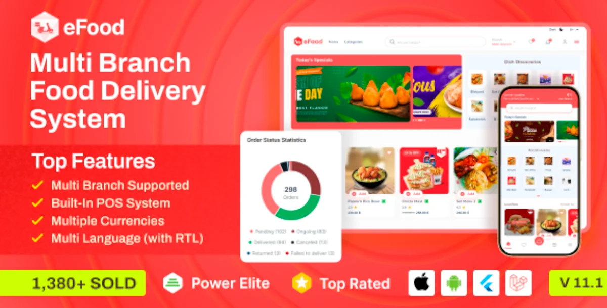 eFood - Food Delivery App with Laravel Admin Panel + Delivery Man App