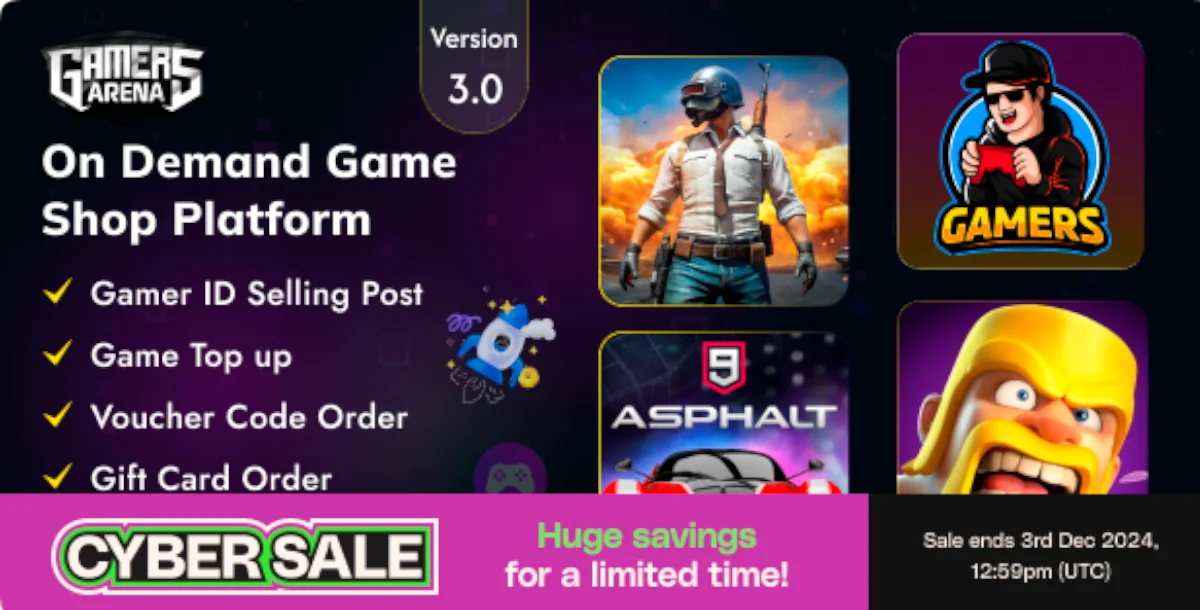 Gamers Arena - Digital Online Game Store, Game Top Up , Voucher & Gamer ID Selling Tools