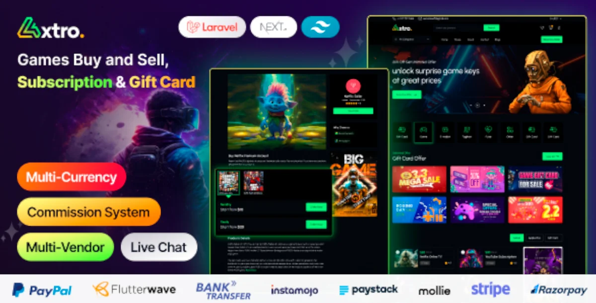 Axtro PHP Script Version 1.1.0 Games Buy And Sell, Subscription & Gift Card Laravel Script