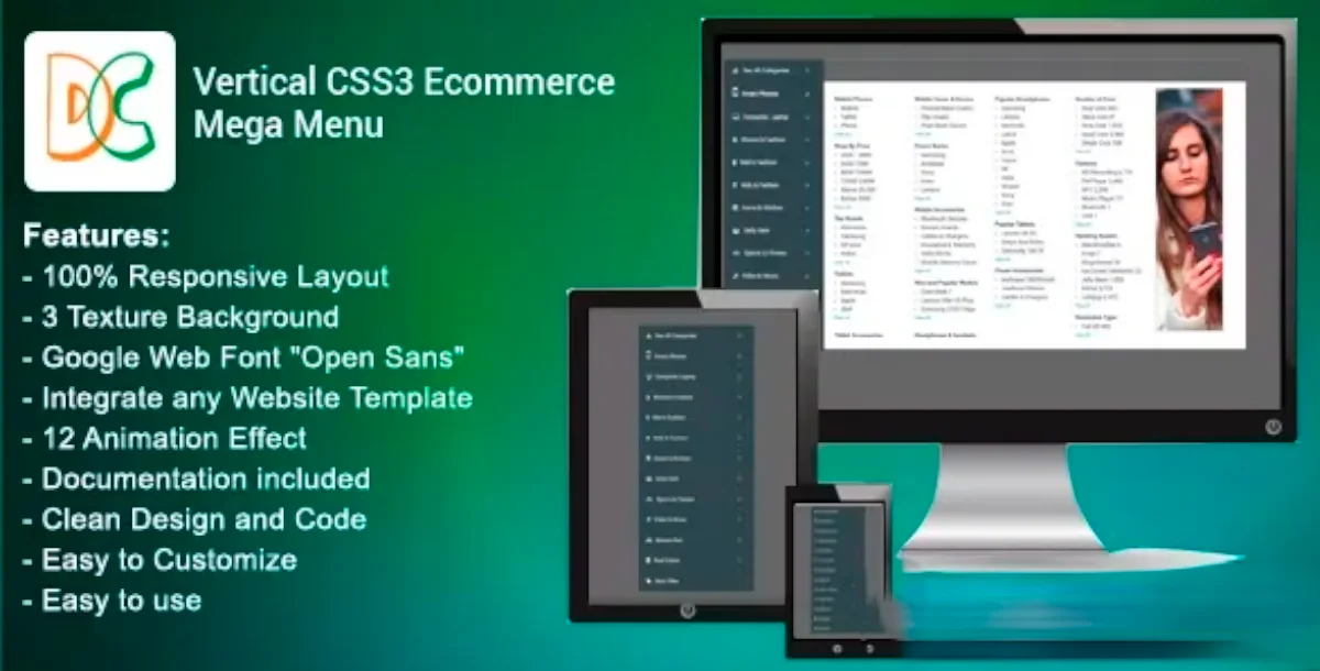 Vertical CSS3 Ecommerce Mega Menu