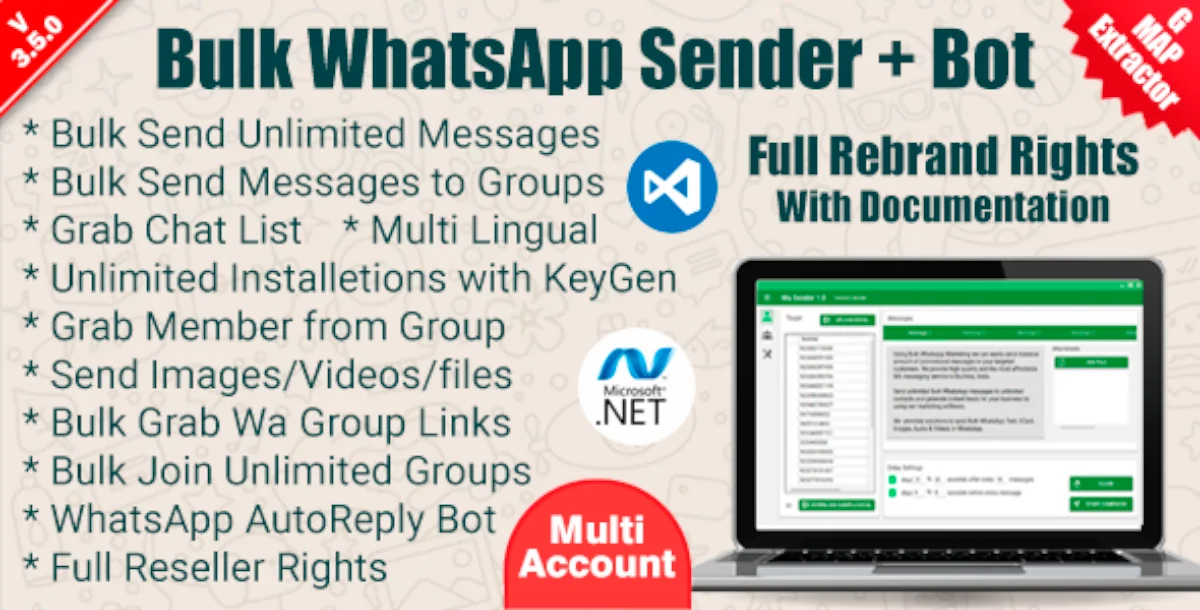 WaSender Bulk WhatsApp Sender + Group Sender + WhatsApp Auto Reply Bot