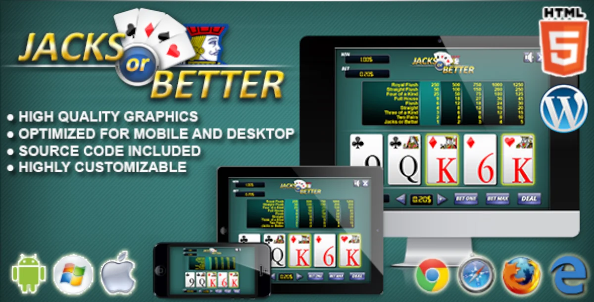 Video Poker Jacks or Better - HTML5 Casino Game